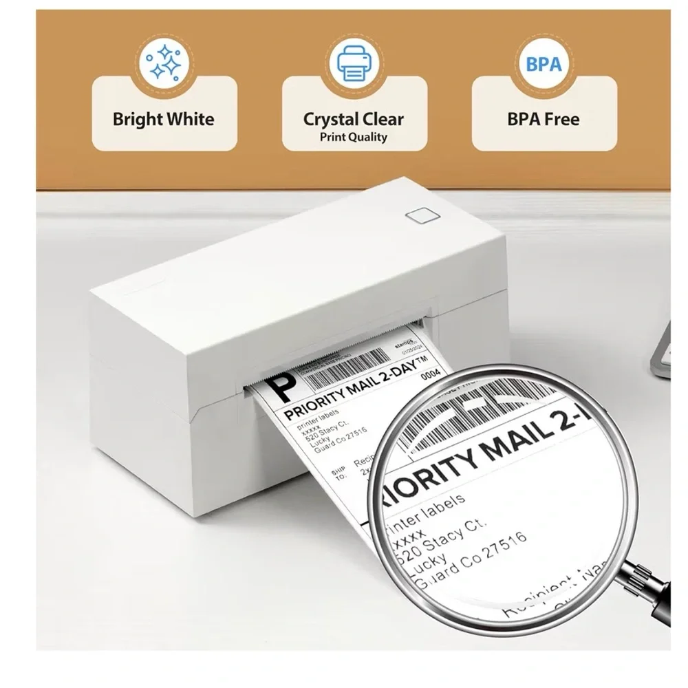 4x6 Luckyguard Thermal Labels For Thermal Printers - 500 Label Papers Fanfold